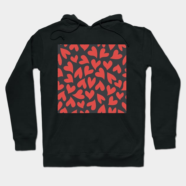 Seamless red hearts pattern Hoodie by kallyfactory